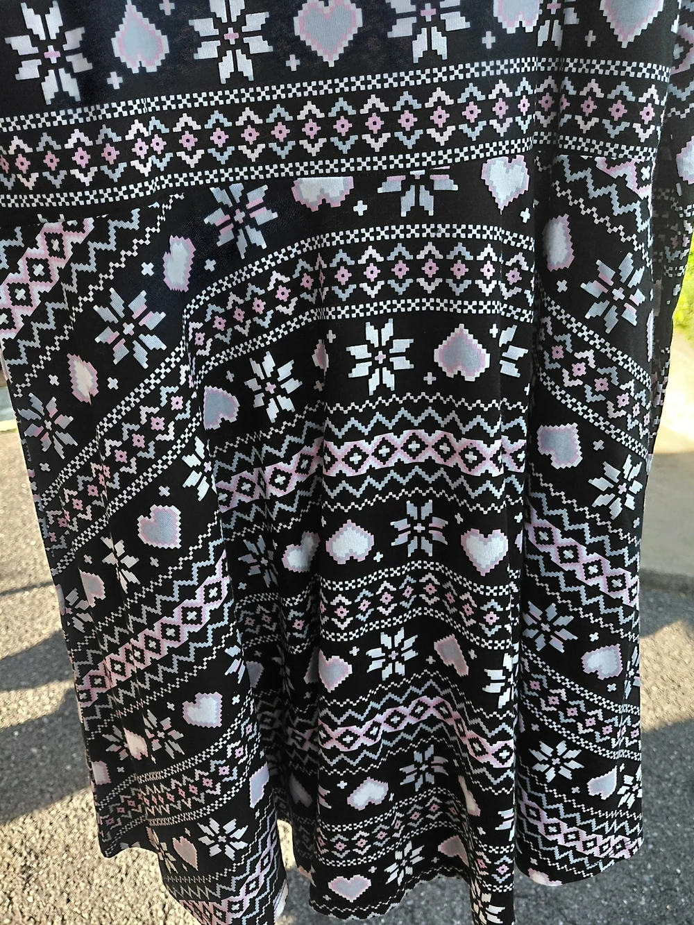 New Children's Place Black Knit Dress with Pink & White Fair Isle Hearts